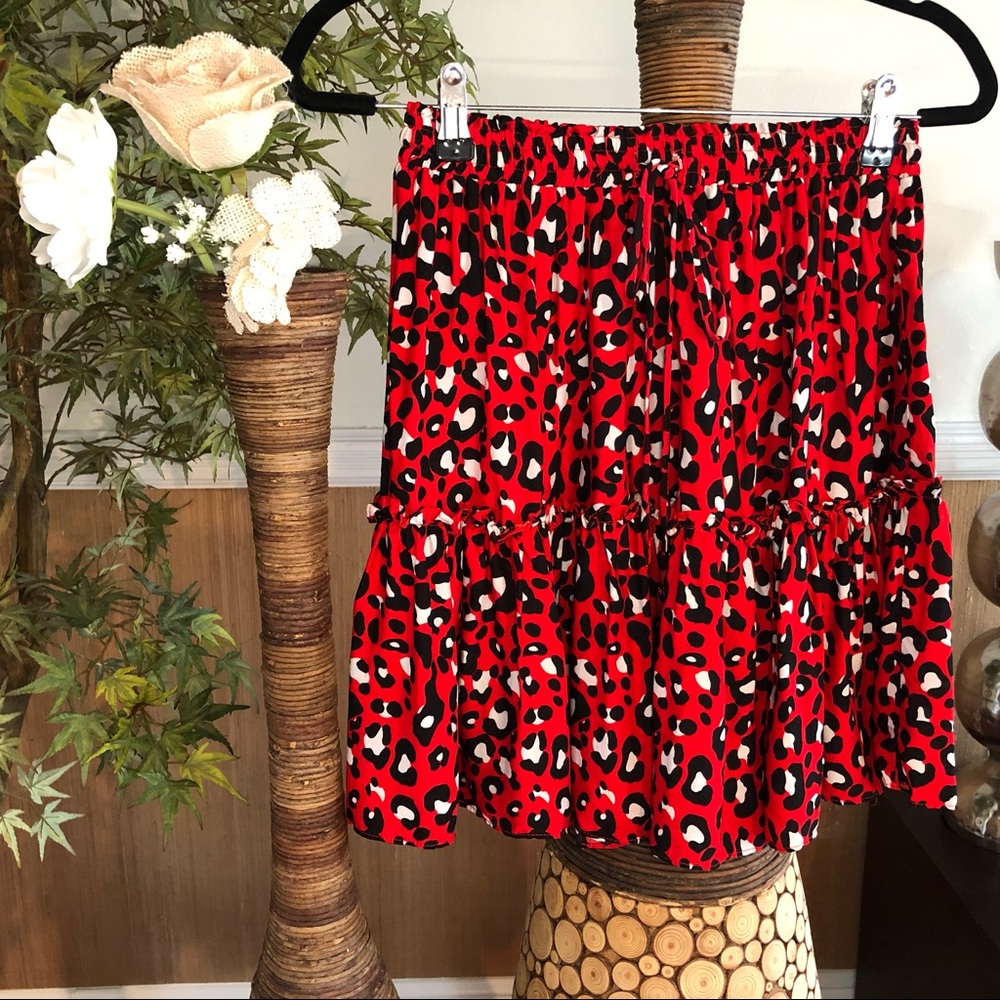 Ruffled Leopard Mini Skirt